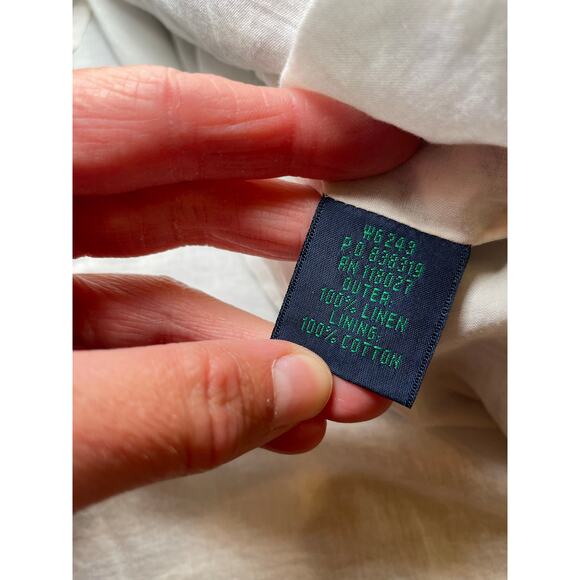 Boden Women 10 Linen Pleated Skirt Blue & White Circle Pattern‎ Swing Poka Dot - Picture 7 of 9